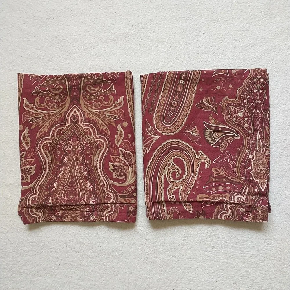 Vtg Ralph Lauren Remington Pillow Cases Paisley Red Standard Size 2x